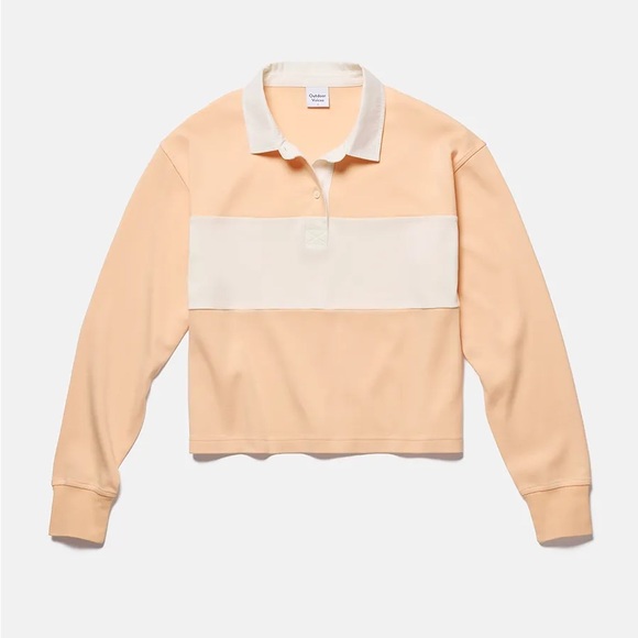 NWT Outdoor Voices Rugby Cropped Longsleeve pink and white in XS - Picture 5 of 8